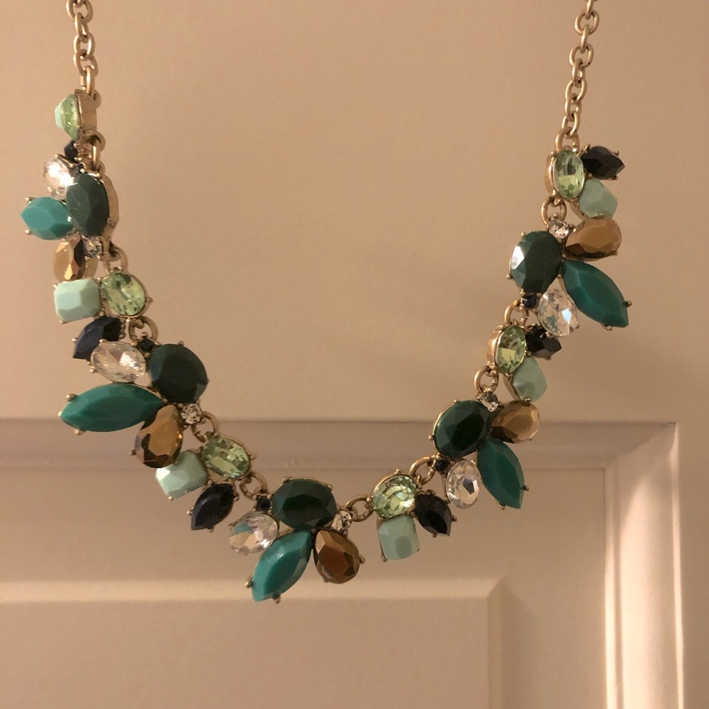 J Crew necklace in greens and blues. Like new